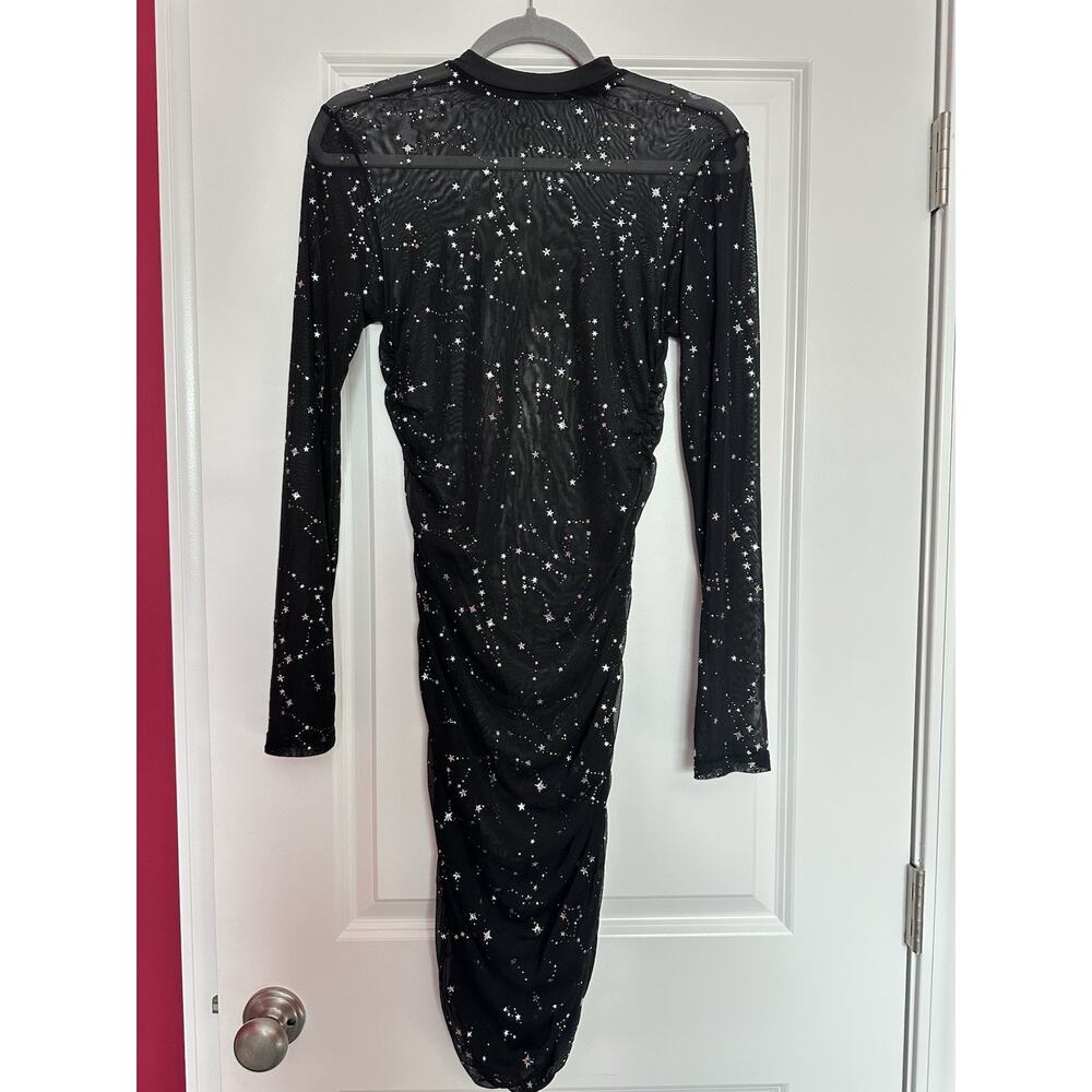 Lyaner Sheer Star Dress Bodycon Mesh Dress